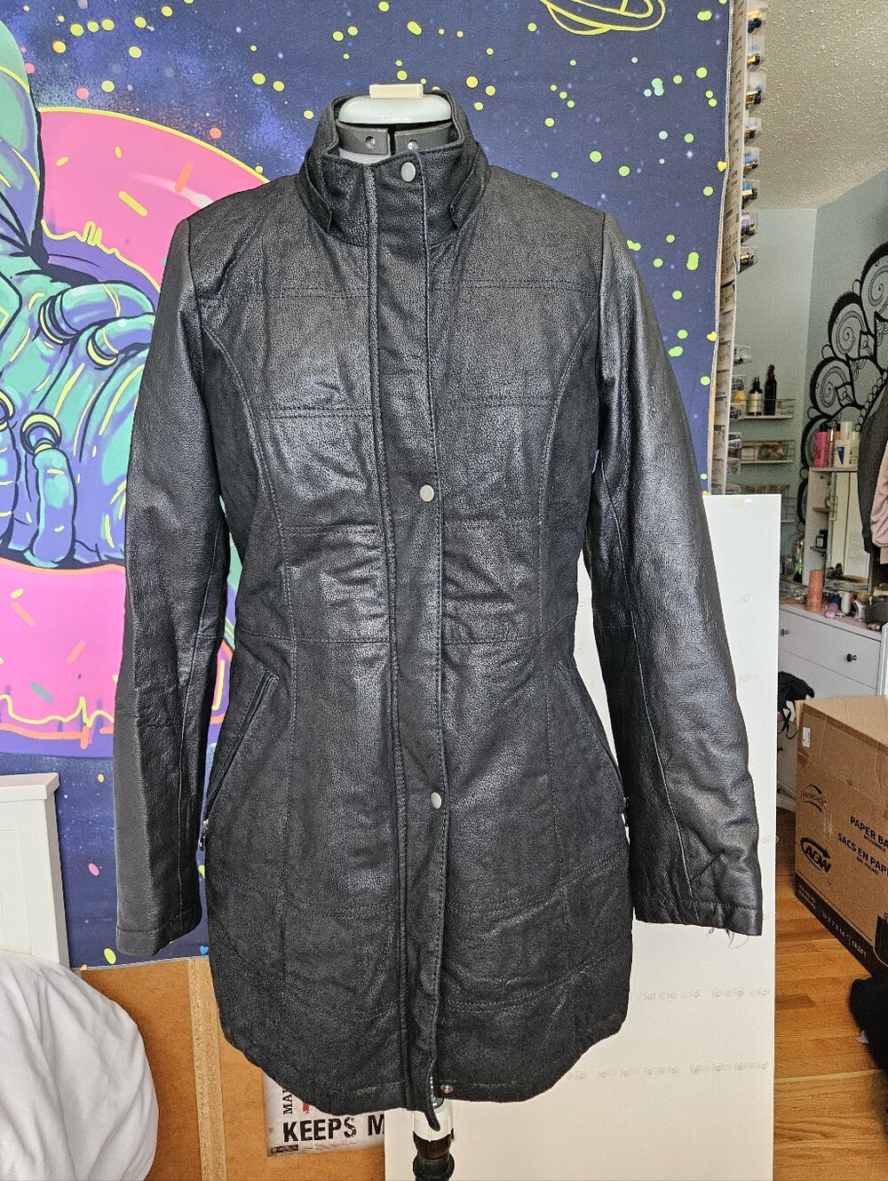 Danier Women's Black Leather Coat